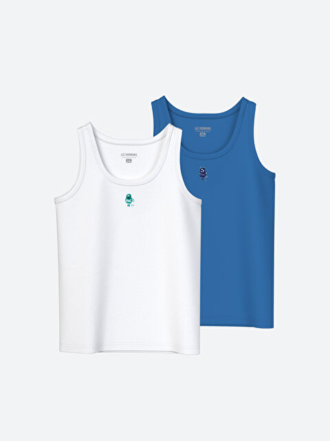 LCW Kids Bisiklet Yaka Baskılı Erkek Çocuk Atlet 2'li - S4M092Z4-JYX