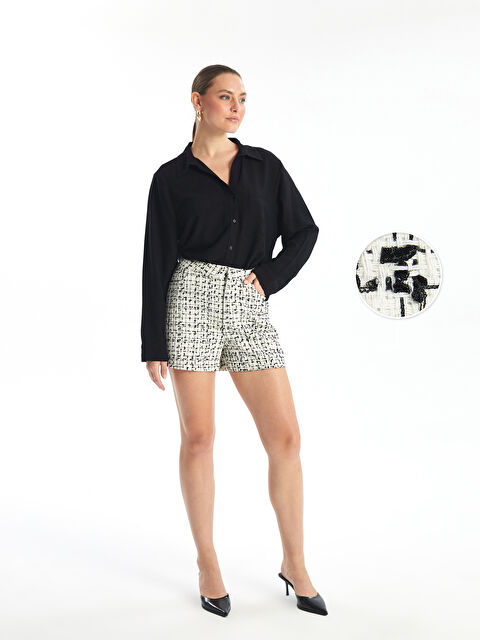 LCW Vision Standart Fit Ekose Kadın Tüvit Şort - S4M266Z8-R9J