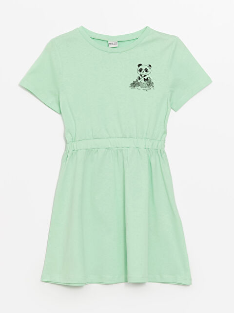 LCW ECO Bisiklet Yaka Baskılı Kısa Kollu Kız Çocuk Elbise - S4M306Z4-FVX