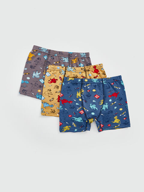 Güneş Kids Dar Kalıp Desenli Erkek Çocuk Boxer 3'lü - S4M354Z4-QF6
