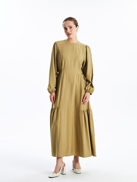 LCW Modest Bisiklet Yaka Düz Uzun Kollu Kadın Elbise - S4M383Z8-TF3