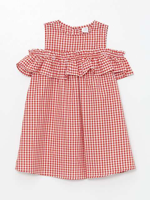 LCW Kids Bisiklet Yaka Kolsuz Ekose Desenli Kız Bebek Elbise - S4M522Z1-LPA