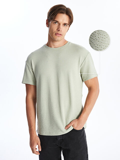 XSIDE Crew Neck Short Sleeve Men's Textured T-Shirt - S4M541Z8-GMG