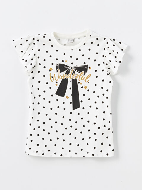 LCW Kids Crew Neck Printed Short Sleeve Girls' T-Shirt - S4M600Z4-LRA