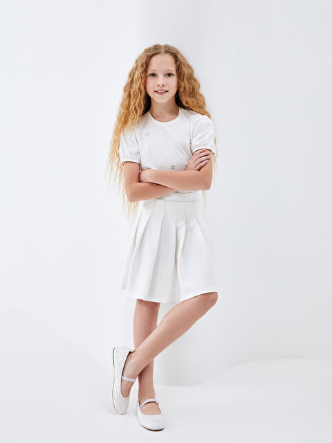 LCW Kids Beli Lastikli Pileli Kız Çocuk Etek - S4M641Z4-Q6K