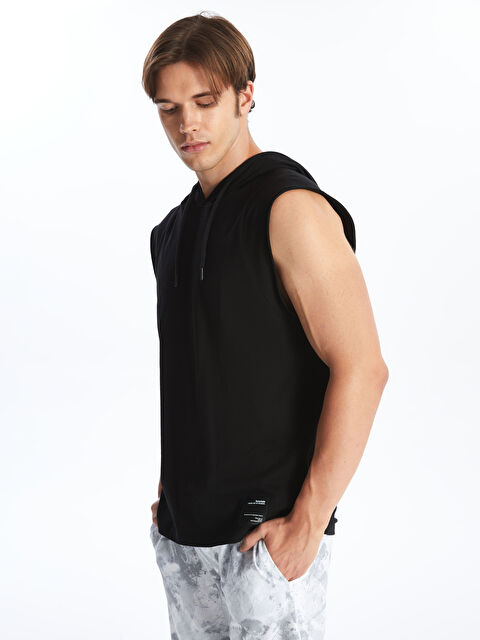 XSIDE Kapüşonlu Baskılı Penye Erkek Kolsuz Tişört - S4M651Z8-CVL