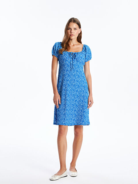 LCWAIKIKI Maternity U Yaka Çiçekli Kısa Kollu Hamile Elbise - S4M665Z8-LQQ