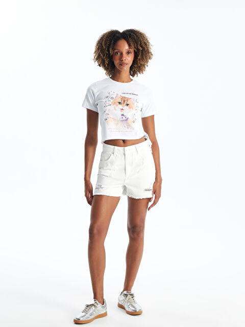 XSIDE Standart Fit Yırtık Detaylı Kadın Jean Şort - S4M701Z8-Q6K