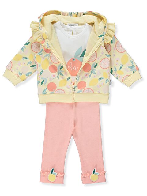 Bebetto Kapüşonlu Kız Bebek 3'lü Takım - S4M856Z1-DHT