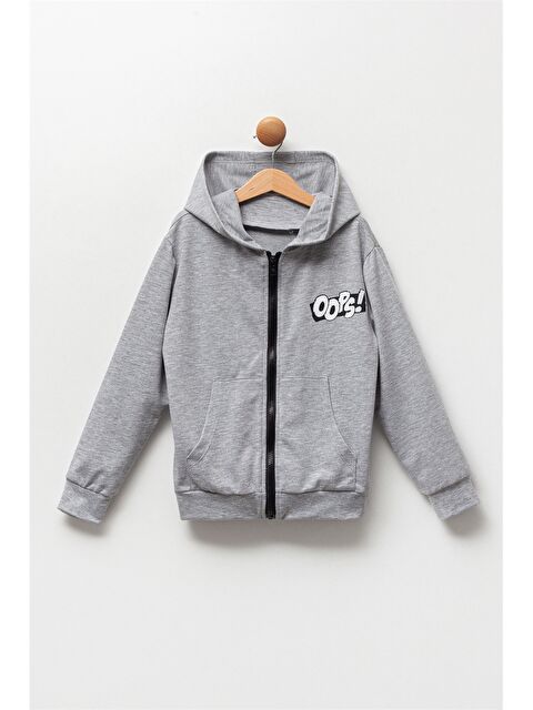 Pija Pija Kapüşonlu Erkek Çocuk Fermuarlı Sweatshirt - S4M988Z4-GE9