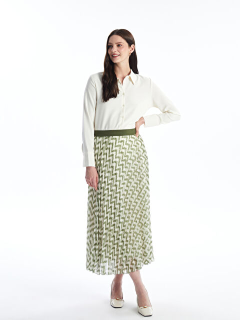LC WAIKIKI Beli Lastikli Desenli Kadın Şifon Etek - S4MA95Z8-LFT