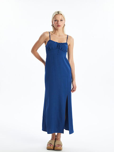 LCW Vision Sweetheart Neck Plain Strappy Linen Blend Women's Dress - S4MC24Z8-JQ6