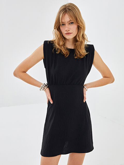 BLAİS Bisiklet Yaka Düz Kısa Kollu Elbise - S4MC41Z8-CVL