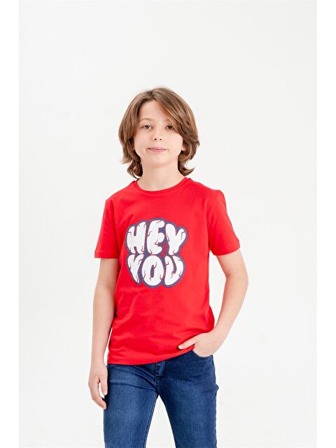 Mışıl Kids Bisiklet Yaka Baskılı Erkek Çocuk Tişört - S4ME01Z4-H0P