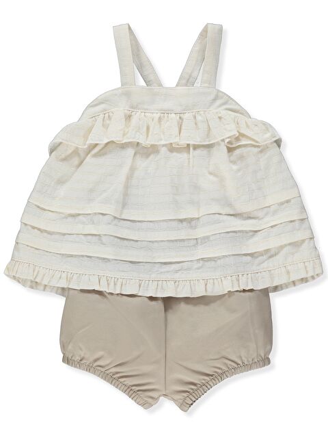 Bebetto Kare Yaka Askılı Kız Bebek 2'li Takım - S4ME19Z1-GR5