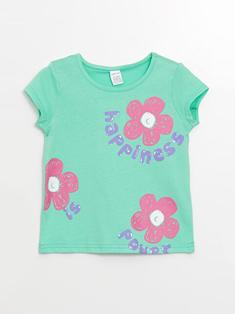 LCW Kids Bisiklet Yaka Baskılı Kısa Kollu Kız Bebek Tişört - S4MF87Z1-G8U