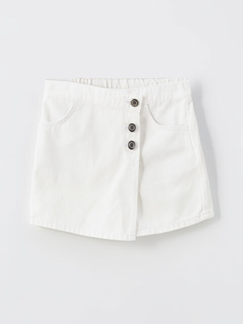 LCW Kids Beli Lastikli Kız Çocuk Jean Şort Etek - S4MH53Z4-844