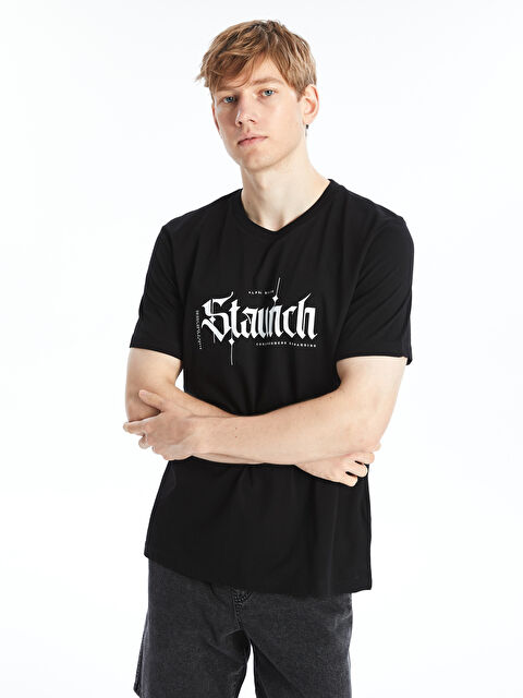 XSIDE Crew Neck Short Sleeve Printed Combed Cotton Men's T-shirt - S4MH93Z8-CVL