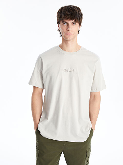 XSIDE Тениска с кръгло деколте, къс ръкав, отпечатана, от пениран памук за мъже - S4MI12Z8-SHE