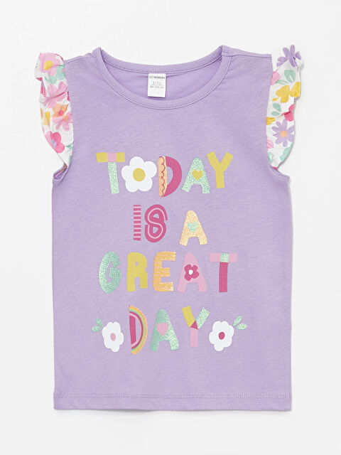 LCW Kids Bisiklet Yaka Çiçekli Kız Çocuk Bluz