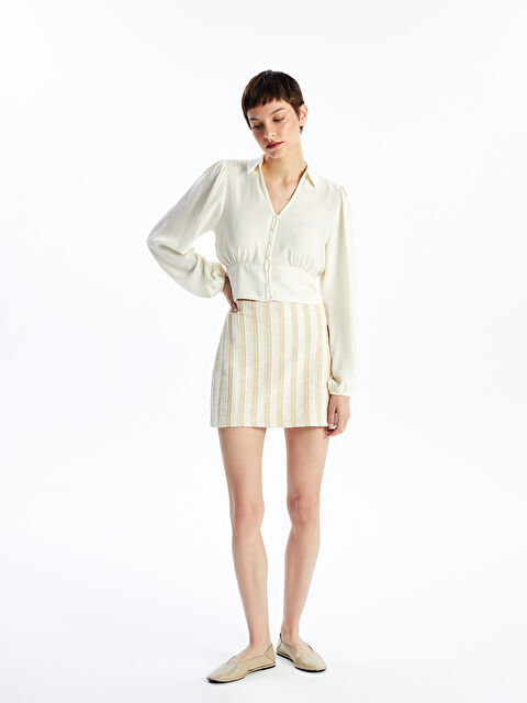 LCW Vision Standart Fit Çizgili Kadın Şort Etek - S4MJ02Z8-R9J