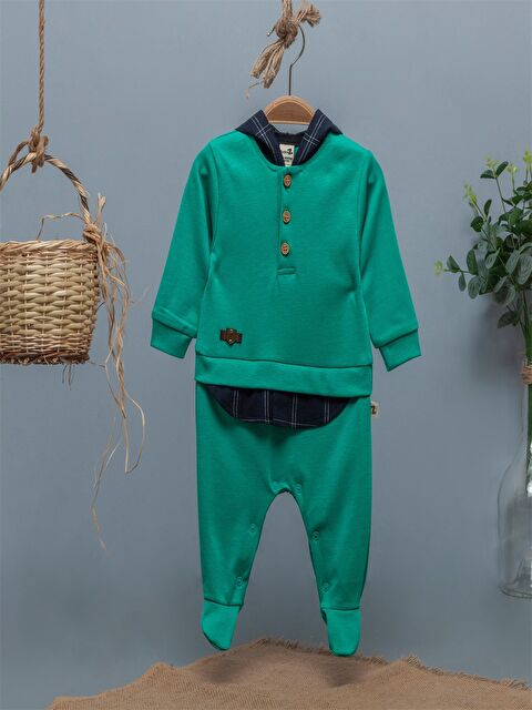 Babyzz Kapüşonlu Erkek Bebek Tulum