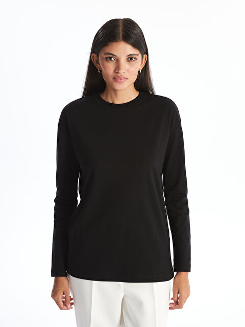 LCW Modest Crew Neck Plain Long Sleeve Women's T-Shirt - S4MJ48Z8-CVL