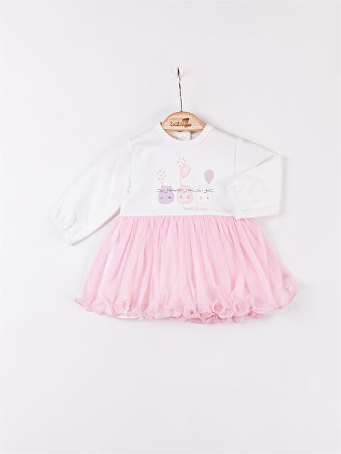 Babyzz Bisiklet Yaka Kız Bebek Elbise - S4MK05Z1-FSX