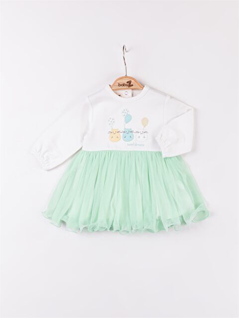 Babyzz Bisiklet Yaka Kız Bebek Elbise - S4MK05Z1-RDZ