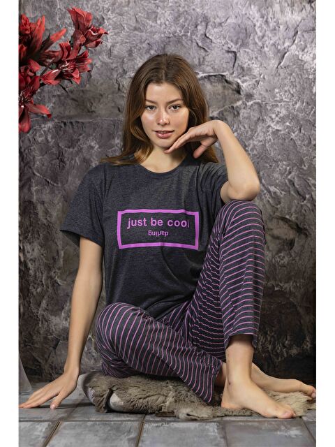 SUDE Bisiklet Yaka Kadın Pijama Takım - S4MO27Z8-HDE