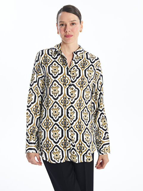 LCWAIKIKI Classic Patterned Long Sleeve Satin Women's Shirt - S4MQ55Z8-LS6