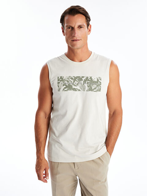 LCWAIKIKI Classic Bisiklet Yaka Baskılı Erkek Kolsuz Tişört - S4MR78Z8-FXP