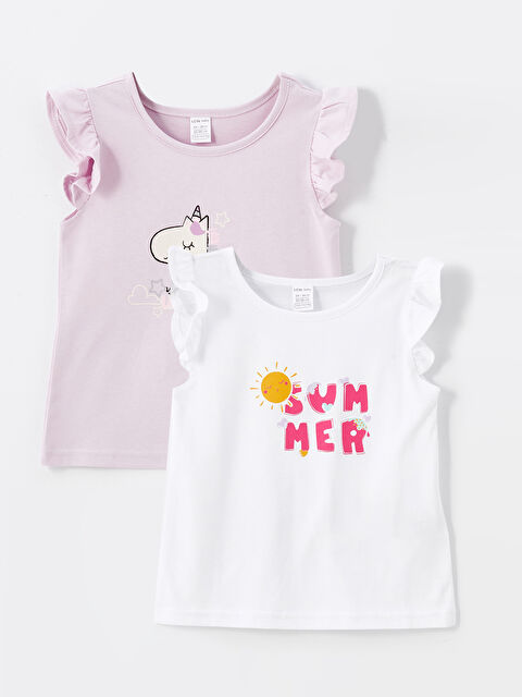 LCW Kids Bisiklet Yaka Kısa Kollu Baskılı Kız Bebek Bluz 2'li - S4MS98Z1-Q6K