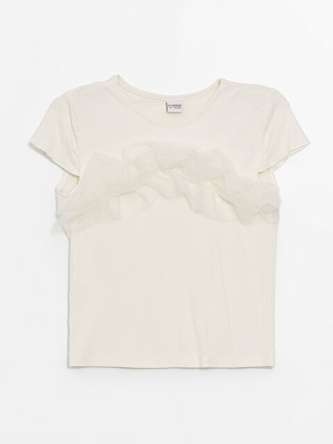 LCW ECO Bisiklet Yaka Kısa Kollu Kız Çocuk Tişört - S4MU01Z4-FRC