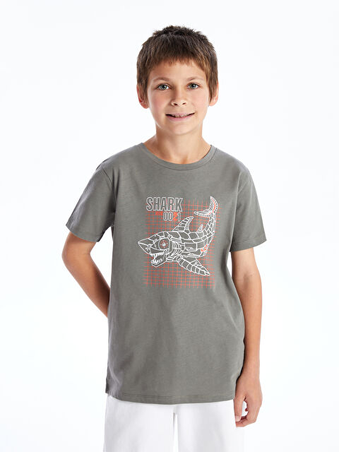 LCW Kids Bisiklet Yaka Baskılı Kısa Kollu Erkek Çocuk Tişört - S4MV07Z4-CVM