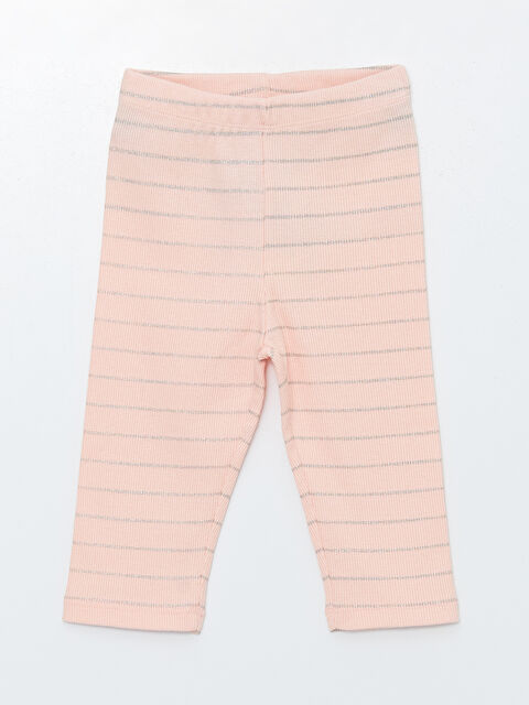 LCW Kids Elasticated Waist Striped Baby Girls' Leggings - S4MY31Z1-LHF