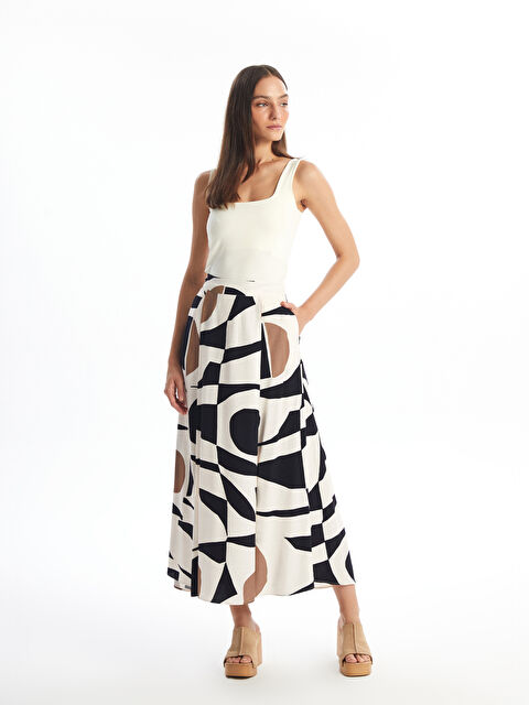 LCW Vision Rahat Kalıp Desenli A Kesim Kadın Etek - S4MY37Z8-LQJ