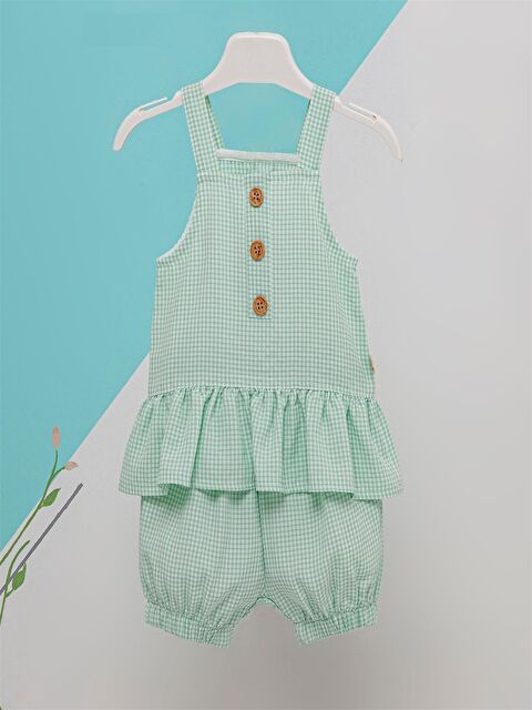 Babyzz Çizgili Kare Yaka Kız Bebek Şort Takım - S4N012Z1-GHX