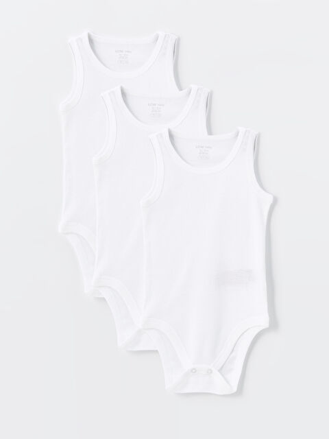 LCW baby Bisiklet Yaka Basic Erkek Bebek Çıtçıtlı Body 3'lü
