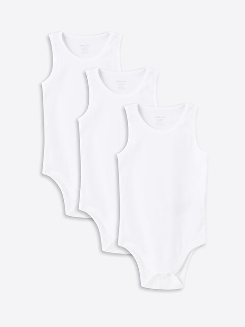 LCW baby Bisiklet Yaka Basic Erkek Bebek Çıtçıtlı Body 3'lü