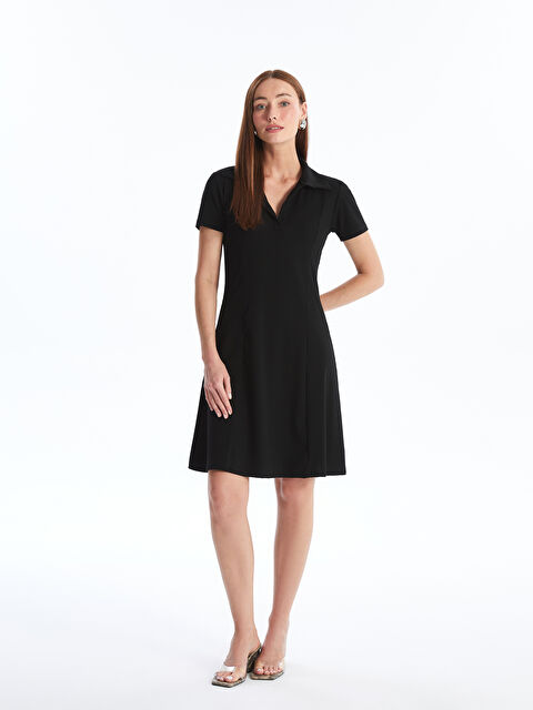 LCWAIKIKI Classic Polo Yaka Düz Kısa Kollu Kadın Elbise - S4N393Z8-CVL