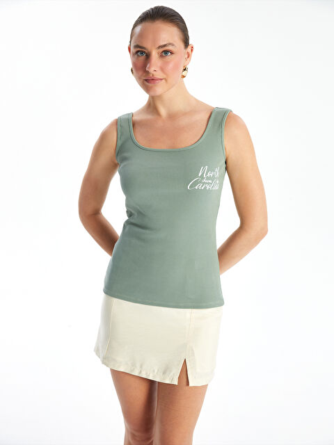 LC WAIKIKI U Yaka Baskılı Kadın Atlet - S4N422Z8-K7L