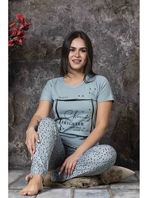 SUDE Bisiklet Yaka Kadın Pijama Takım - S4N464Z8-JAR