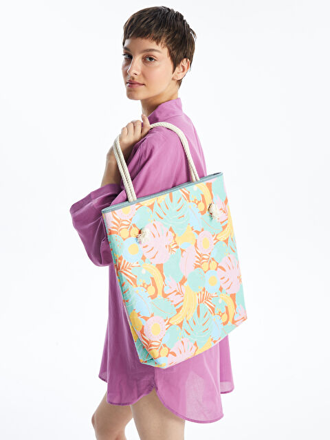 LCW ECO Çiçek Baskılı Kadın Plaj Çantası - S4N549Z8-F9C