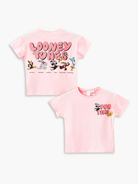 LCW Kids Crew Neck Short Sleeve Tweety Printed Baby Girls' T-Shirt - S4N641Z1-FUG