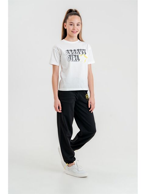 Mışıl Kids Bisiklet Yaka Baskılı Kısa Kollu Kız Çocuk Tişört ve Eşofman Altı - S4N647Z4-HEG