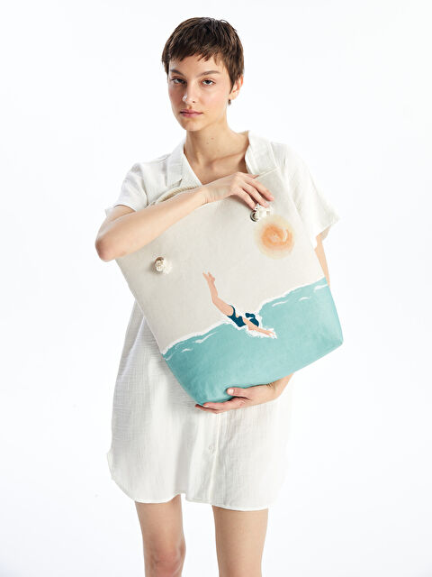 LCW ECO Baskılı Kadın Plaj Çantası - S4N696Z8-F9C