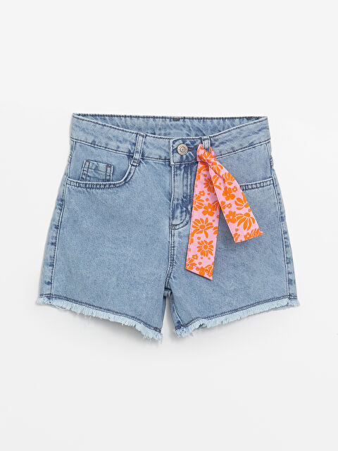 LCW Kids Kız Çocuk Jean Şort ve Saç Bandı - S4N729Z4-SHK
