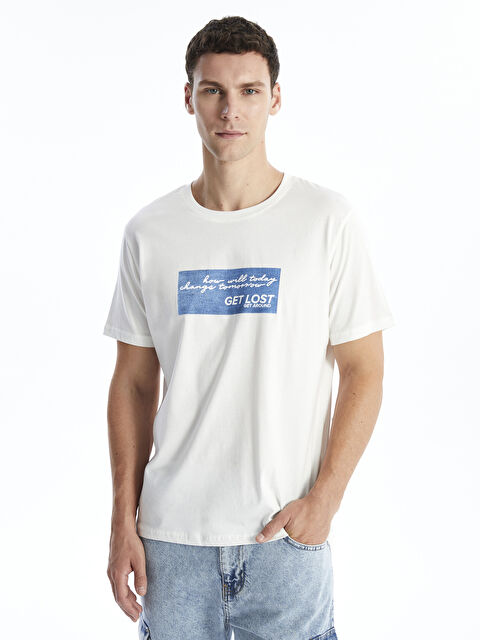 XSIDE Crew Neck Short Sleeve Printed Combed Cotton Men's T-shirt