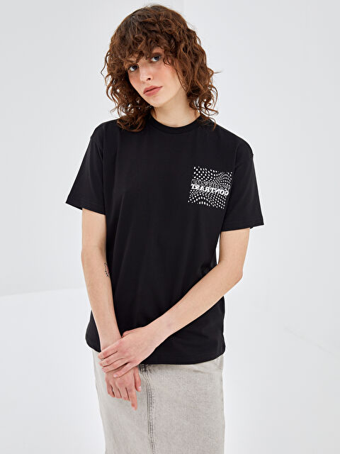 BLAİS Bisiklet Yaka Baskılı Kısa Kollu Kadın Tişört - S4N949Z8-CVL